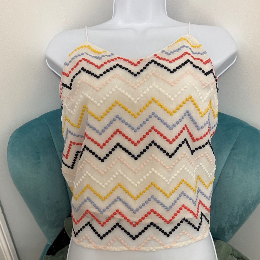 Colorful Chevron Patterned Women's Top Size S